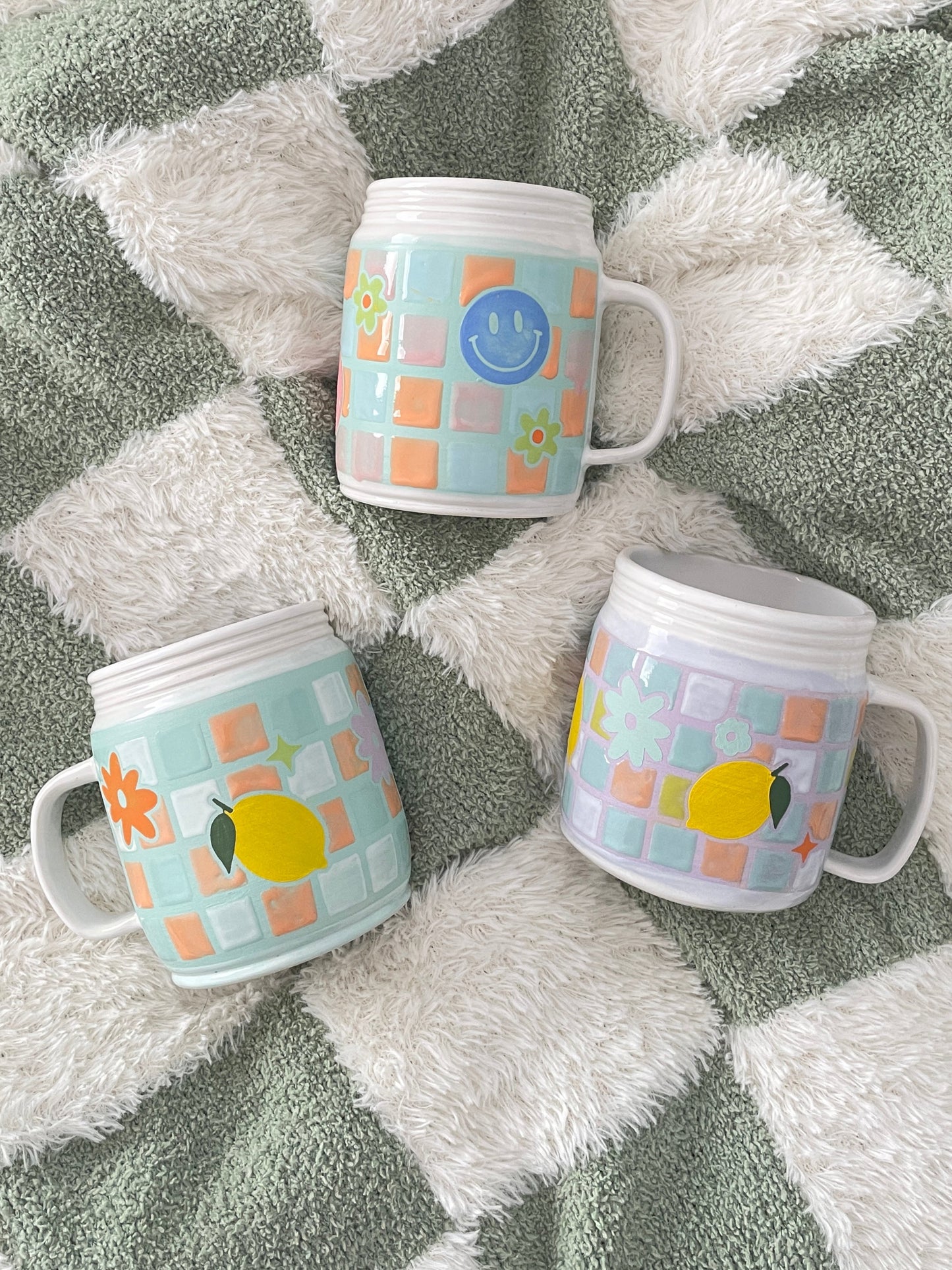 Checkered Mason Mugs
