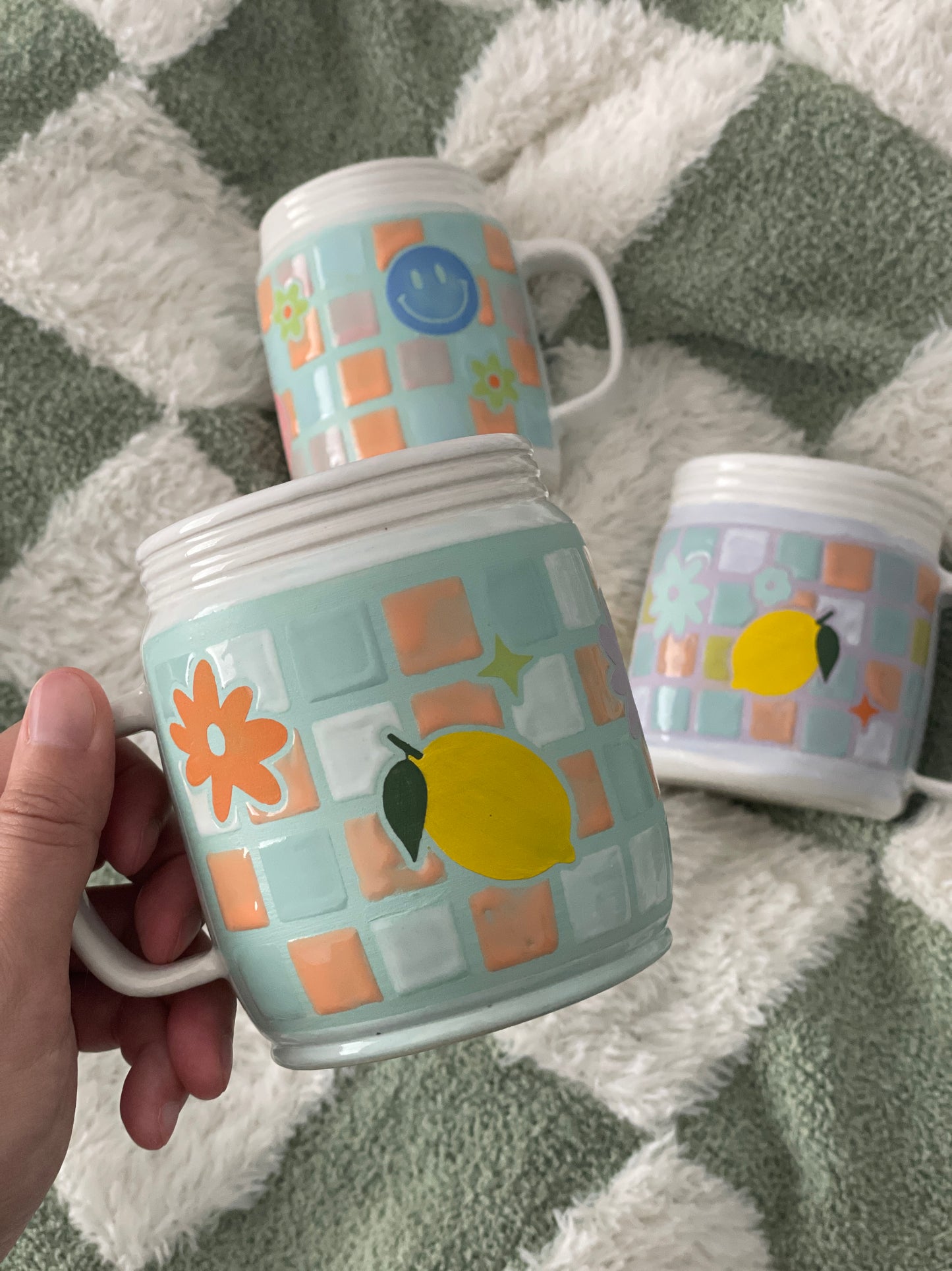 Checkered Mason Mugs